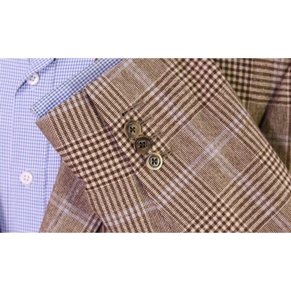 Samuelsohn Brown Plaid Cashmere-Qiviuk by Colombo 2-Btn Sportcoat Blazer 42L - Picture 6 of 13